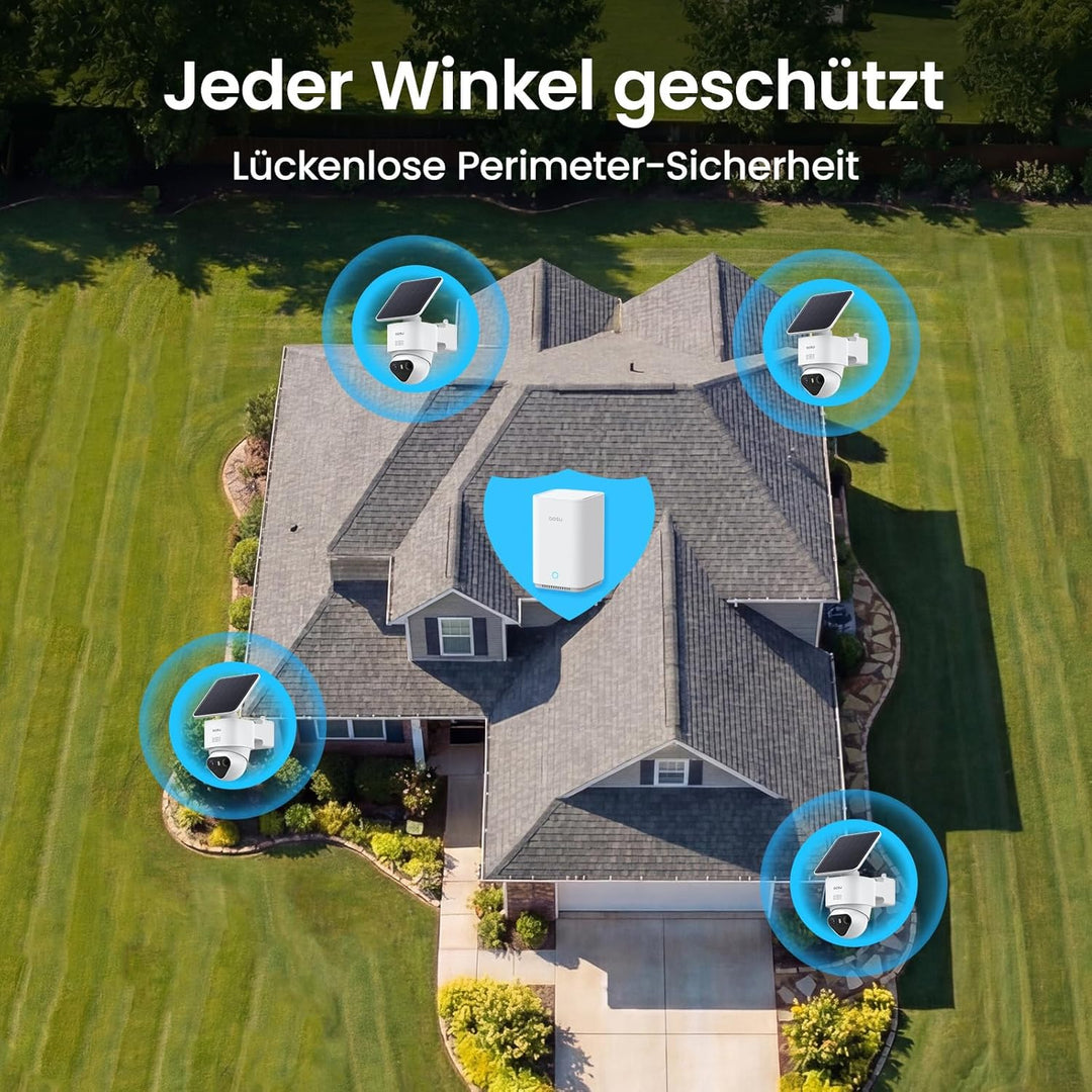 aosu T2 Ultra 4K UHD Überwachungskamera Aussen Solar Akku für Neue aosuBase, 4 Cam-Kit, TrueColor Na