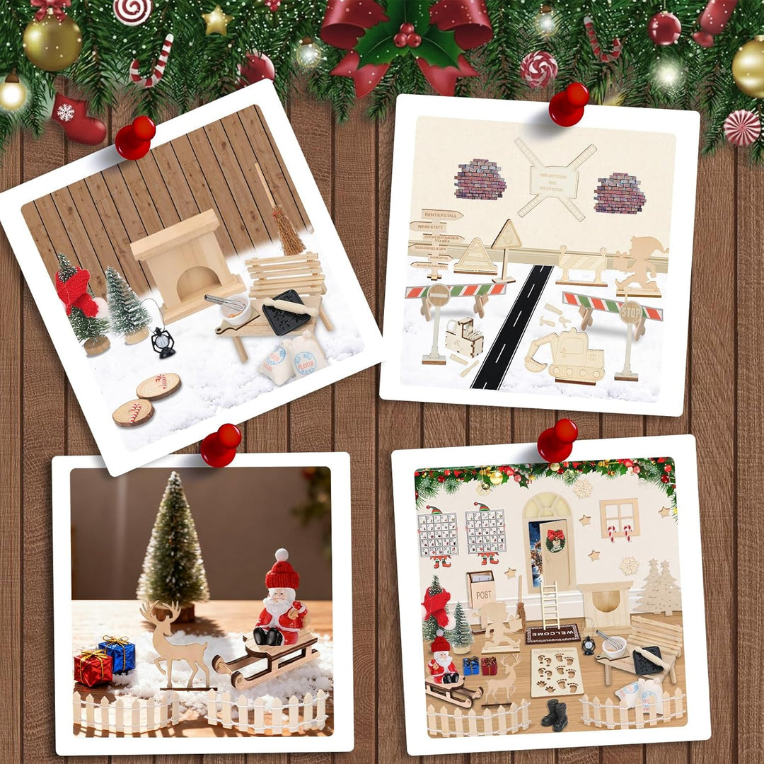 EIKEJI 57 PCS Wichteltür Komplettset, Wichteltür Zubehör Weihnachten Set, Wichtel Tür Im Dunkeln Leu