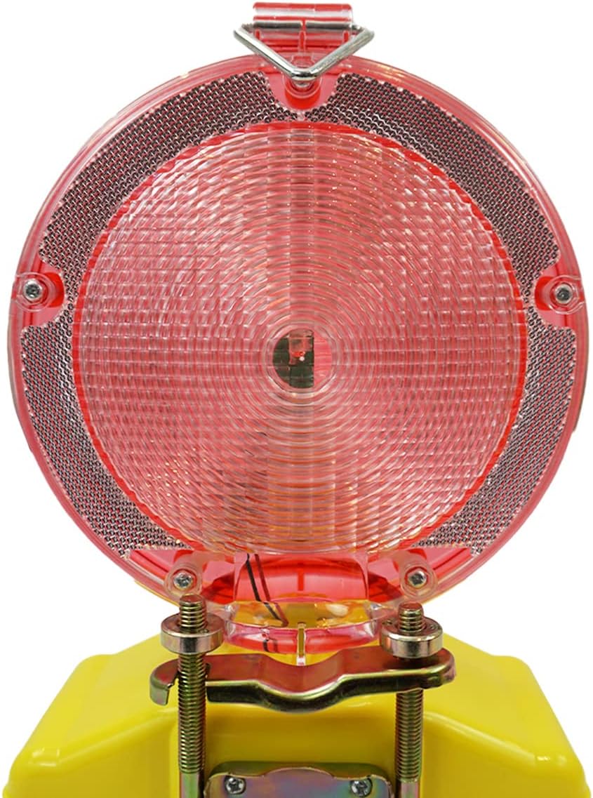 1 x siwitec LED Baustellenleuchte rot/transparent inkl. 2 x Blockbatterien Typ 4R25 6V 7Ah, LED Warn