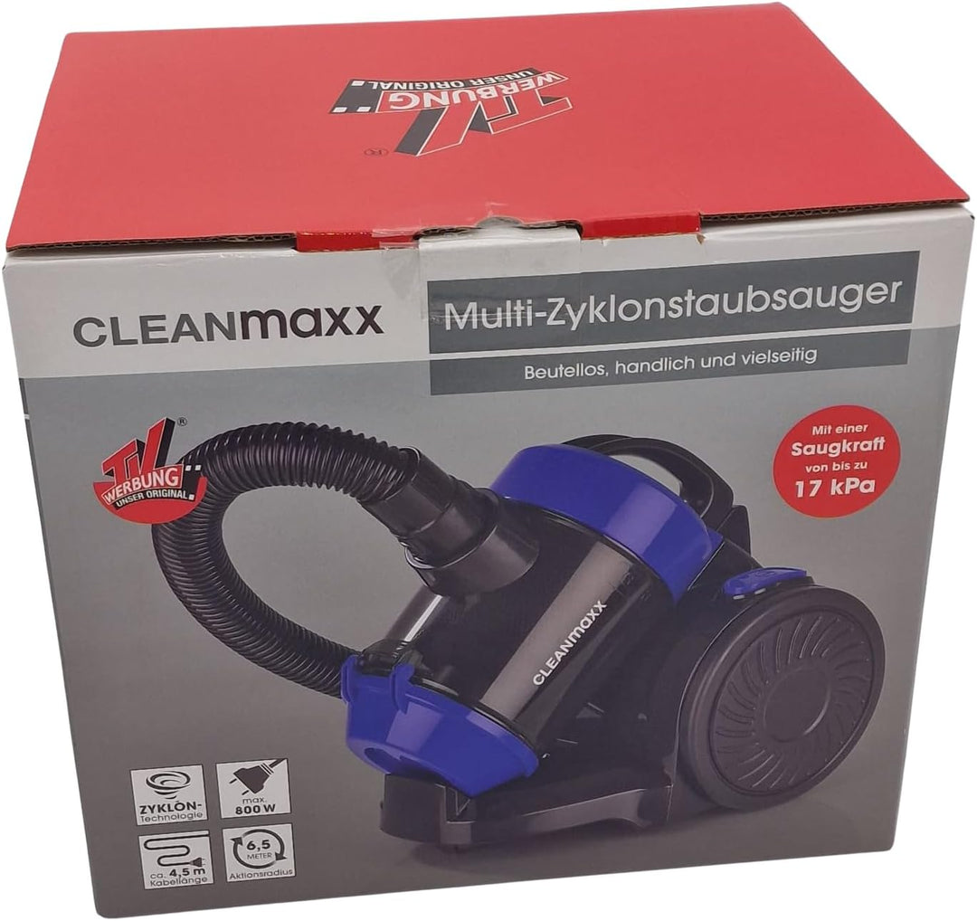CLEANmaxx Multi-Zyklonstaubsauger 800 W beutellos mit EPA-Filter | 17 kPa Saugkraft | 2 l Staubbehäl