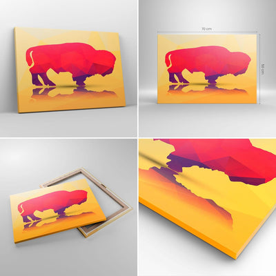 Bilder auf Leinwand Bison Illustration Bunt Grafik Leinwandbild 70x50cm Wandbilder Dekoration Wohnzi