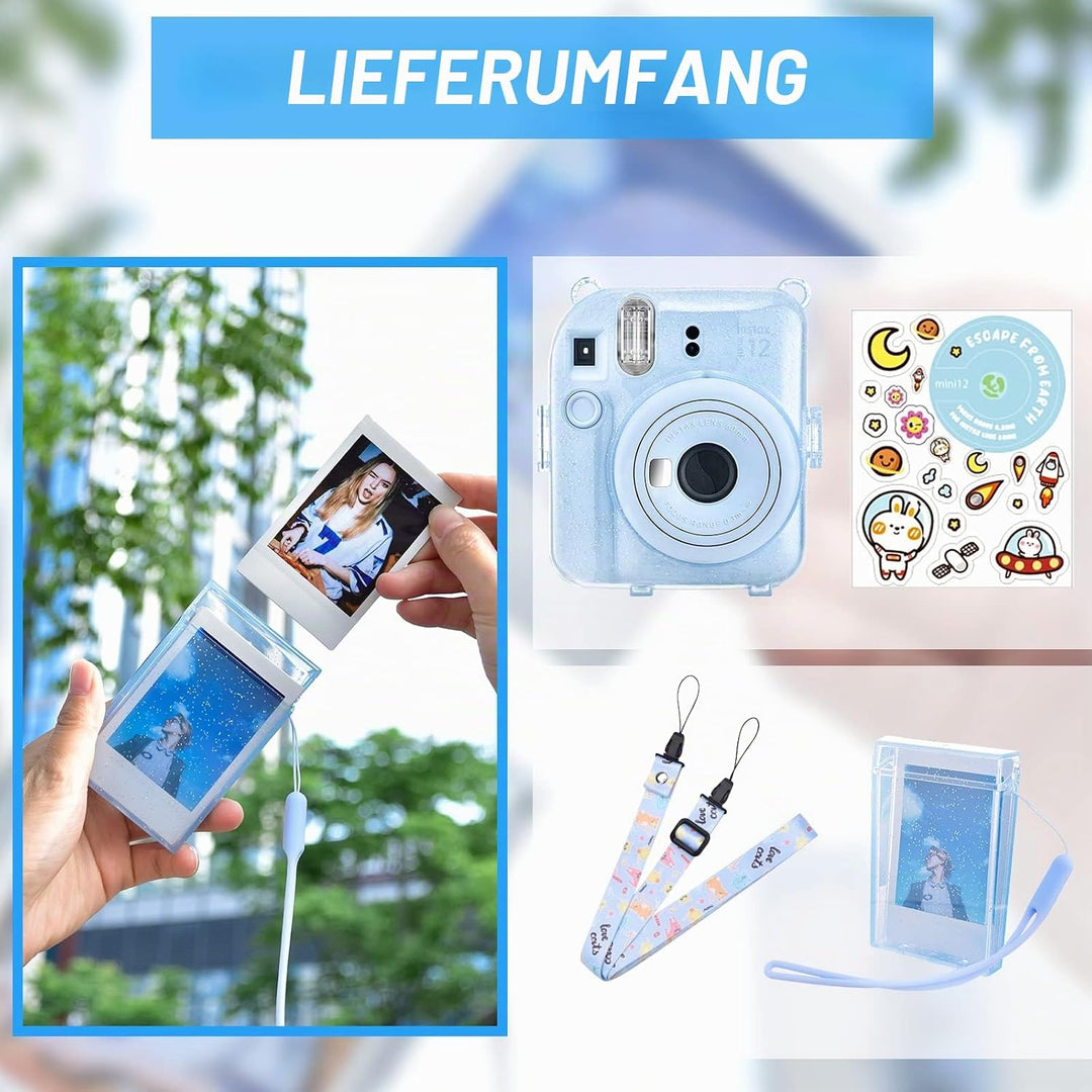 Glitter Kamera Tasche mit Film Tasche Kompatibel mit Fujifilm Instax Mini 12, für Instax Mini 12 Gli