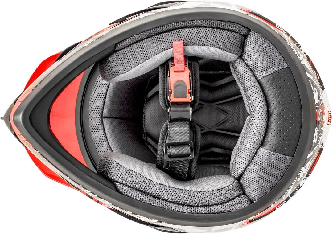 ATO-Moto 804 GS War Rot Crosshelm mit Visier für Quad ATV Enduro Motorradhelm ECE 2205 Grösse (XL 61