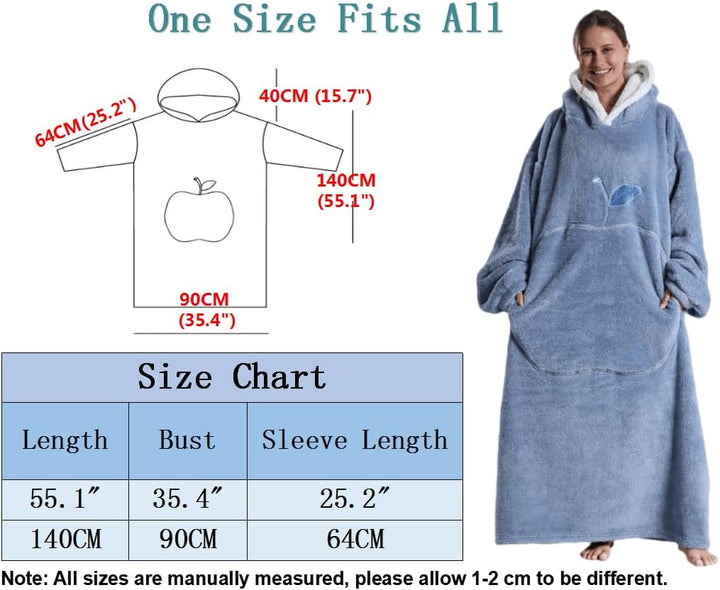 Verlängert Übergrosse Hoodie Decke,Decken Hoodie Damen mit Tasche und Kapuze,Superweiche und Warme K