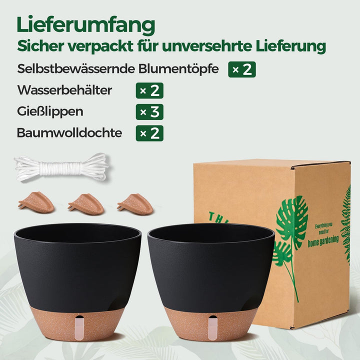 T4U Übertopf 30 cm Durchmesser, Selbstbewässerungstopf mit Wasserstandsanzeige, Pflanzkübel gross au