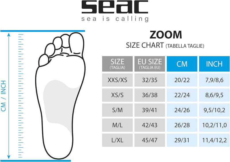 Seac Set Zoom Schnorchelset Taucherbrille Mit Schnorchel Und Flossen 32-35, 32-35