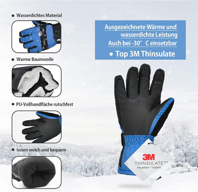 Vihir Winterhandschuhe Skihandschuhe Herren & Damen Thermo Handschuhe, Wasserdichte Touchscreen 3M T