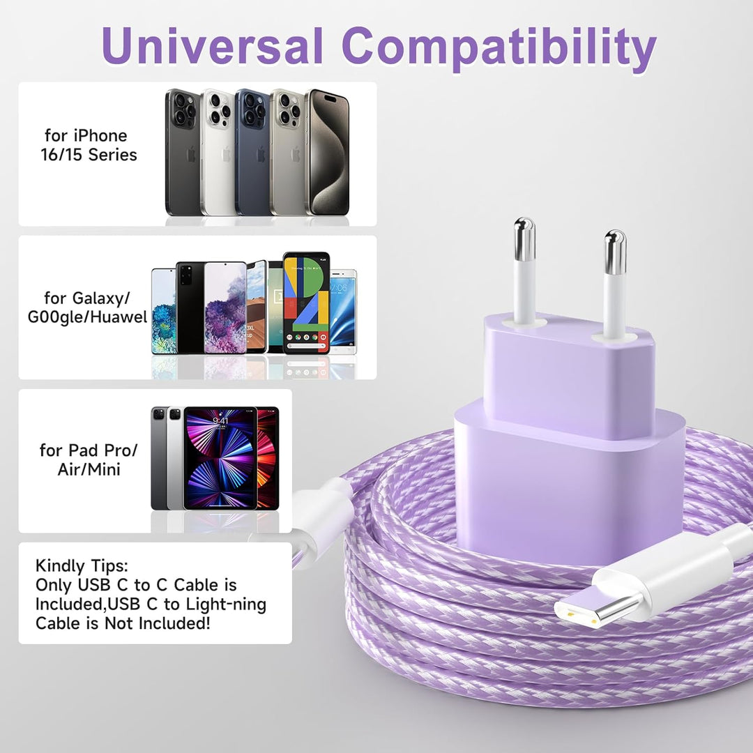 Für iPhone 14 13 Ladegerät, 20W USB C Schnellladegerät mit 2M Lighting Ladekabel, 2Pack USB C Schnel