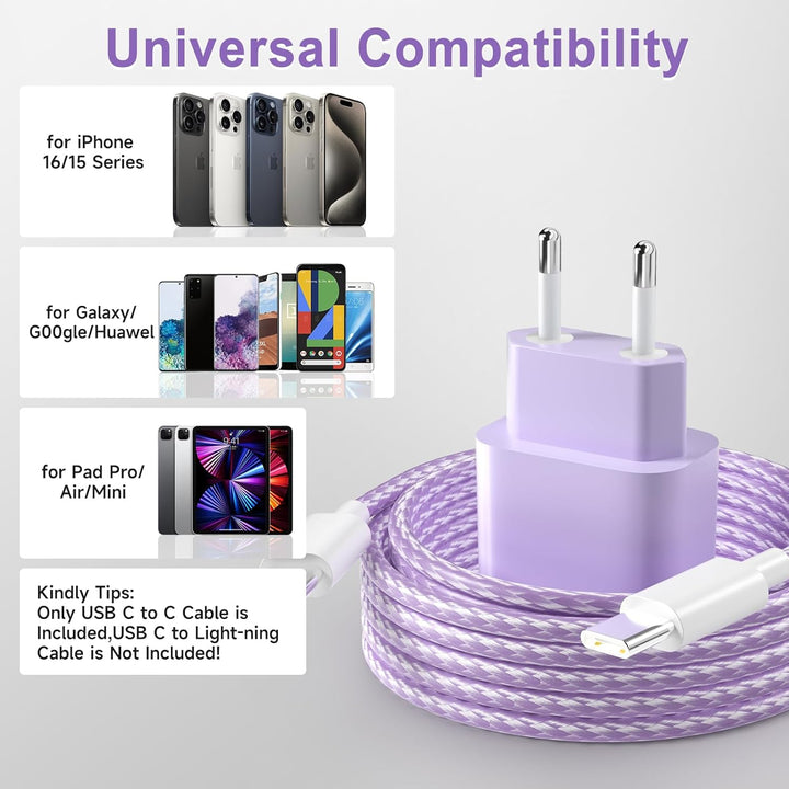 Für iPhone 14 13 Ladegerät, 20W USB C Schnellladegerät mit 2M Lighting Ladekabel, 2Pack USB C Schnel