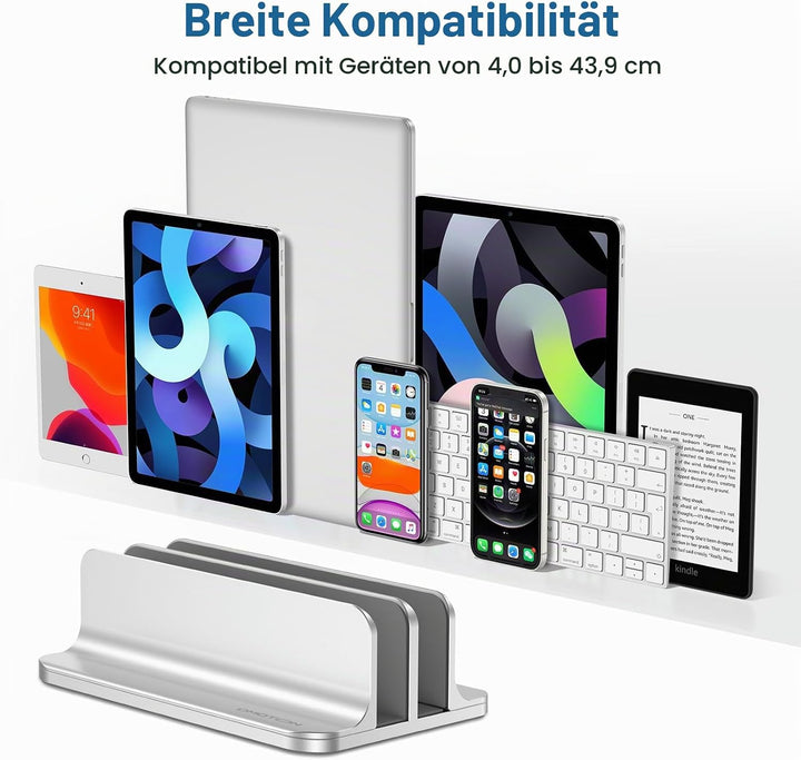 OMOTON [Aktualisierte Version Vertikaler Doppelständer für Laptops, Dualer Desktop-Laptop-Ständerhal