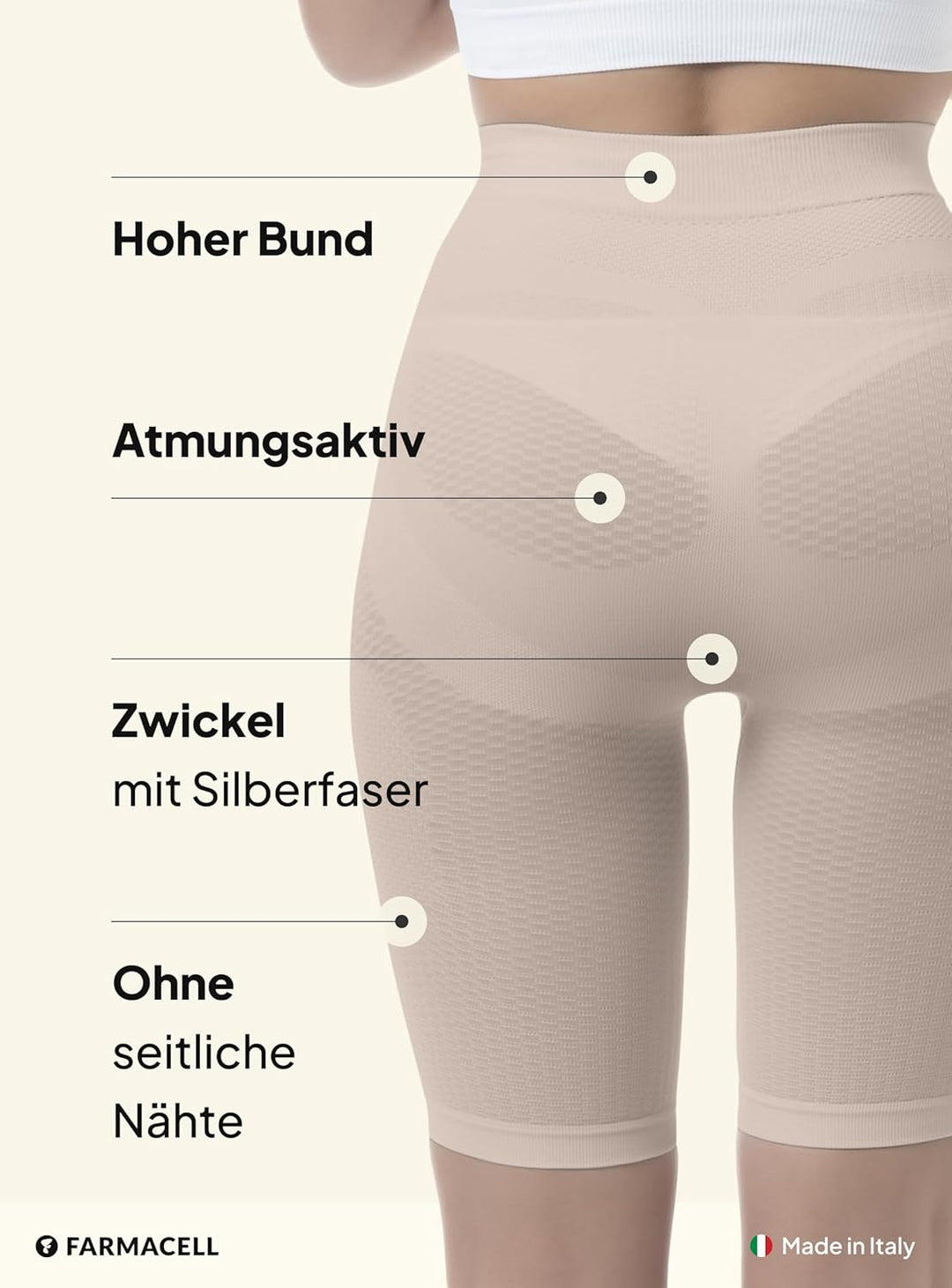 FarmaCell 312 Figurformende massierende Miederhose Anti Cellulite L-XL Beige, L-XL Beige