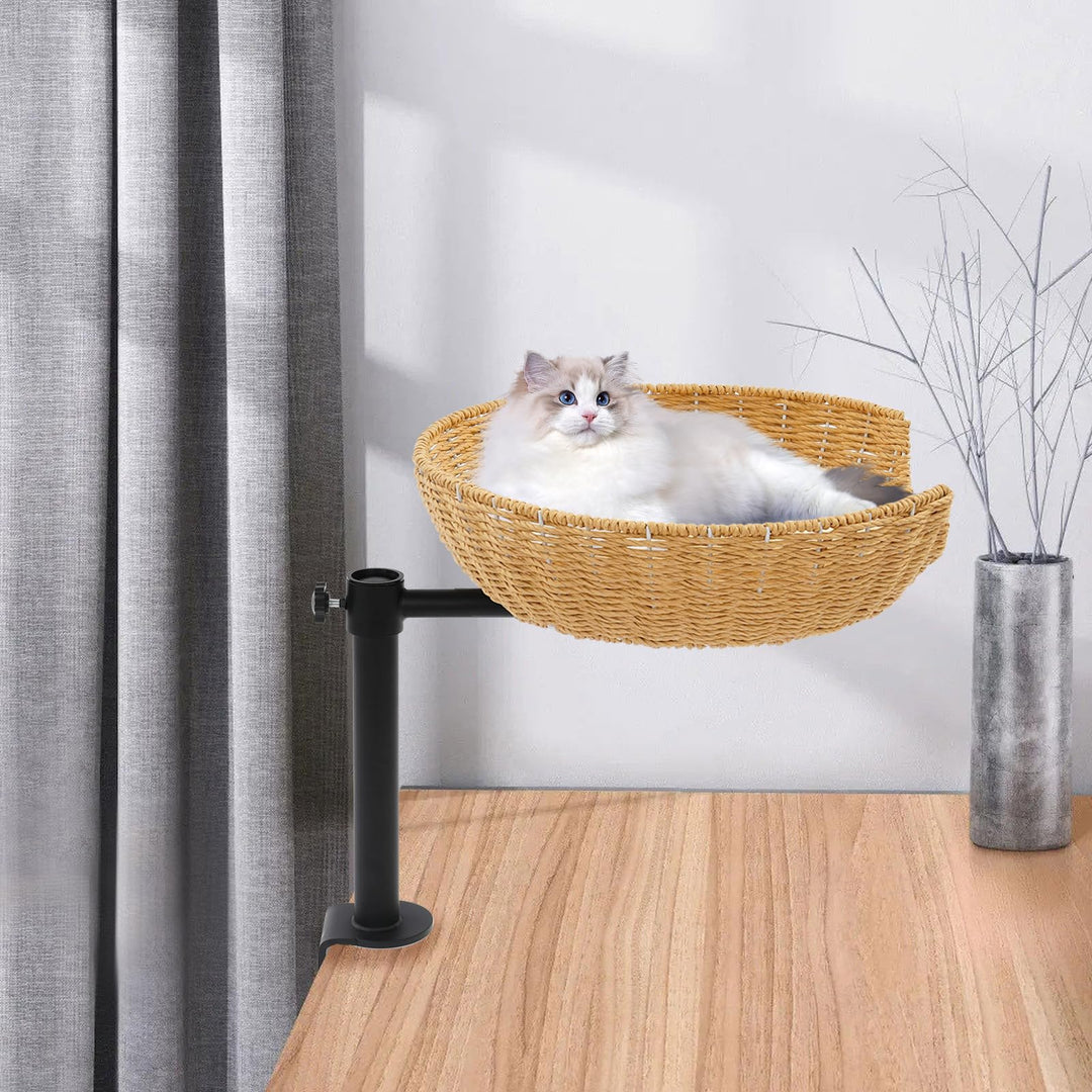 Hängebett für Katzen, Katzenbett Schreibtisch, Katzenplattform mit 360° Drehung &amp; Höhenverstellbar,