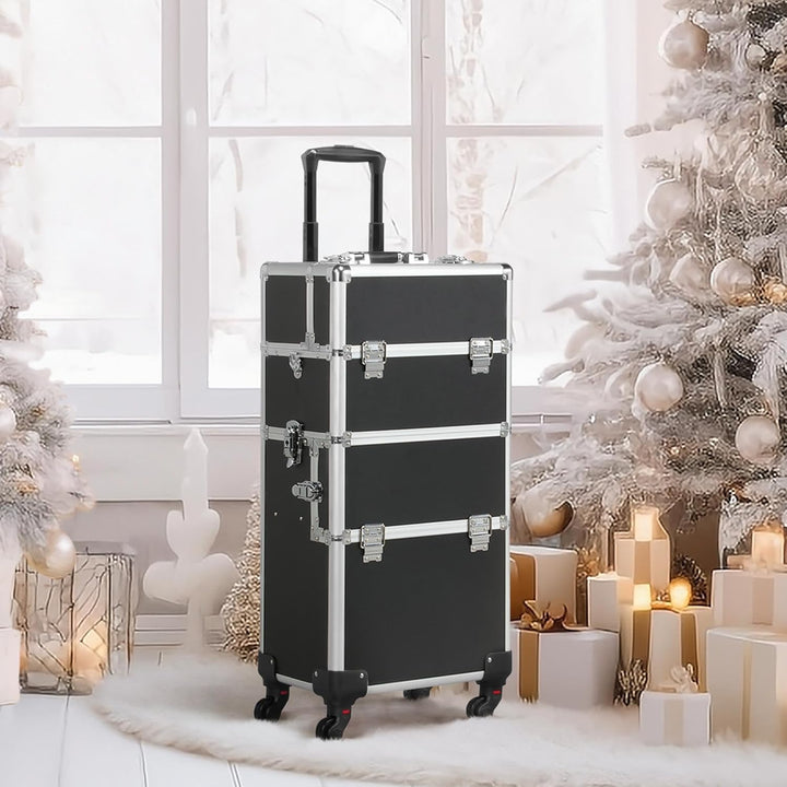 Yaheetech 3 in 1 Friseurkoffer Alu Kosmetikkoffer Trolley Beautycase Koffer Trolley mit Schlösser un