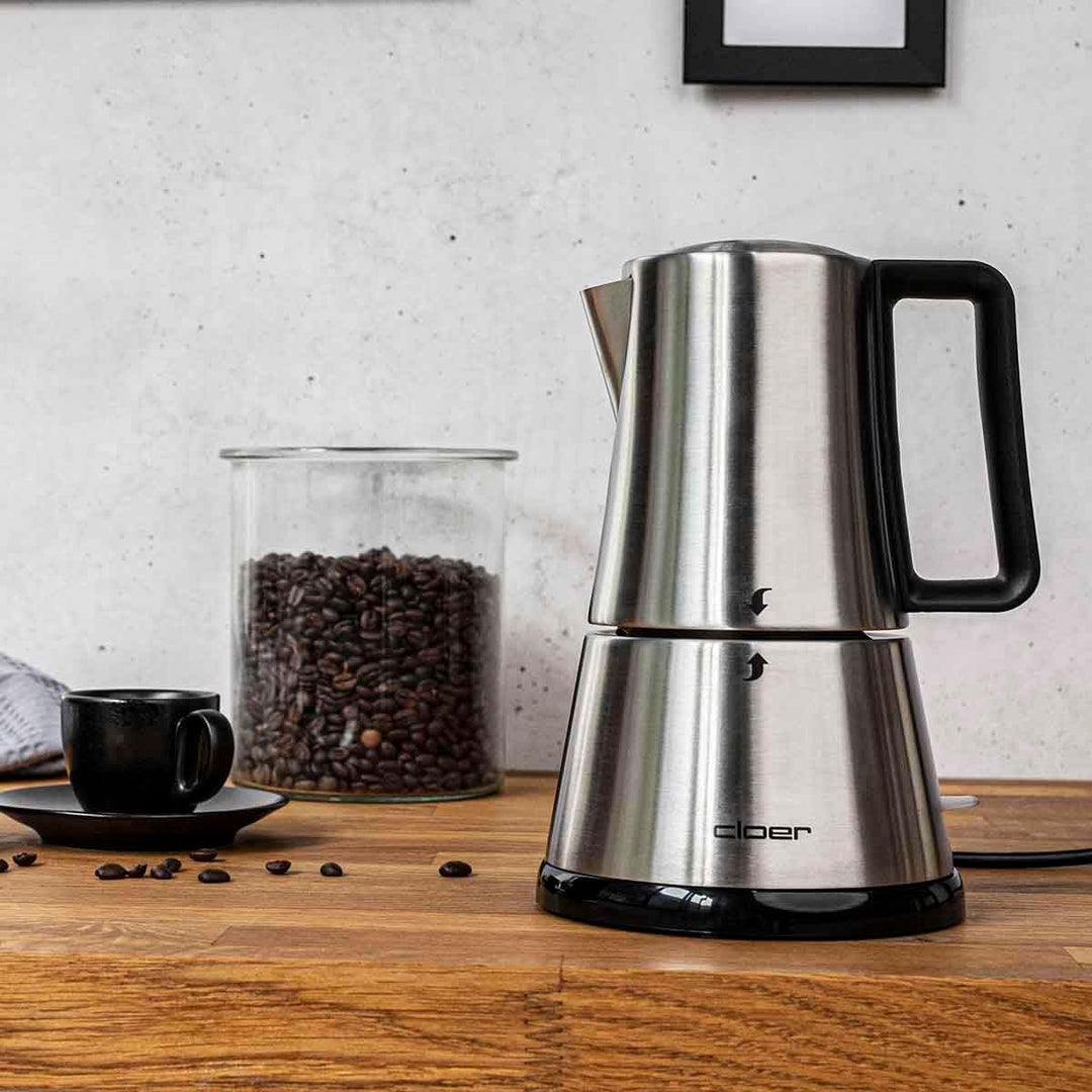 Cloer 5928 Espresso-Kocher / 365 W / für 3-6 Tassen Espresso / Edelstahlgehäuse Edelstahl 3-6 Tassen