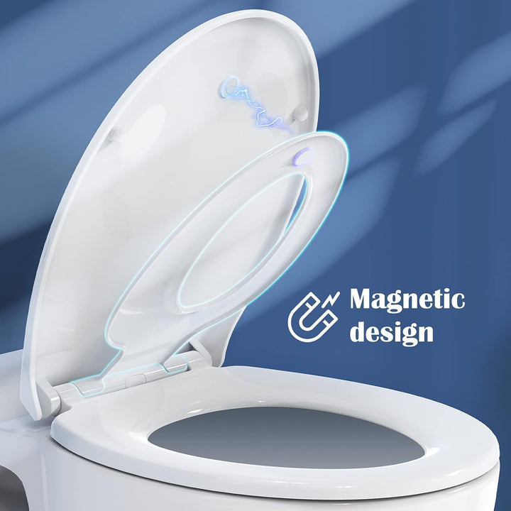 STOREMIC Toilettendeckel mit Absenkautomatik,Klodeckel mit Magnetisch zu befestigenden Toilettensitz