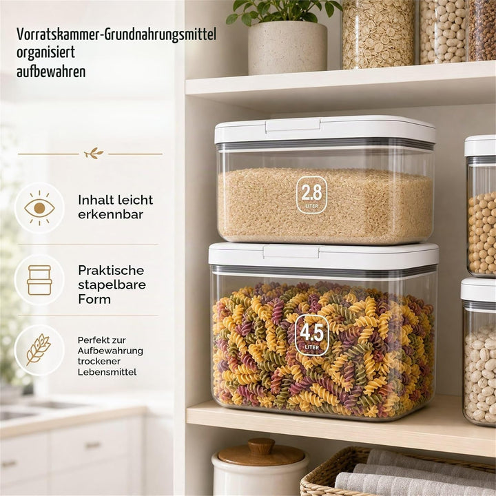 STARVAST Behälter für Mehl 4.5+2.8 Liter, Aufbewahrungsbox Küche Trockenfutter Aufbewahrung, Reis Au
