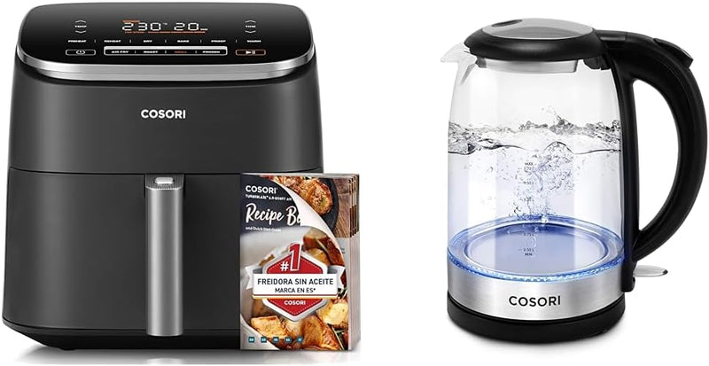 COSORI Heissluftfritteuse XXL Turbo Blaze, 6L Airfryer mit 5 Geschwindigkeitsstufen & Wasserkocher G