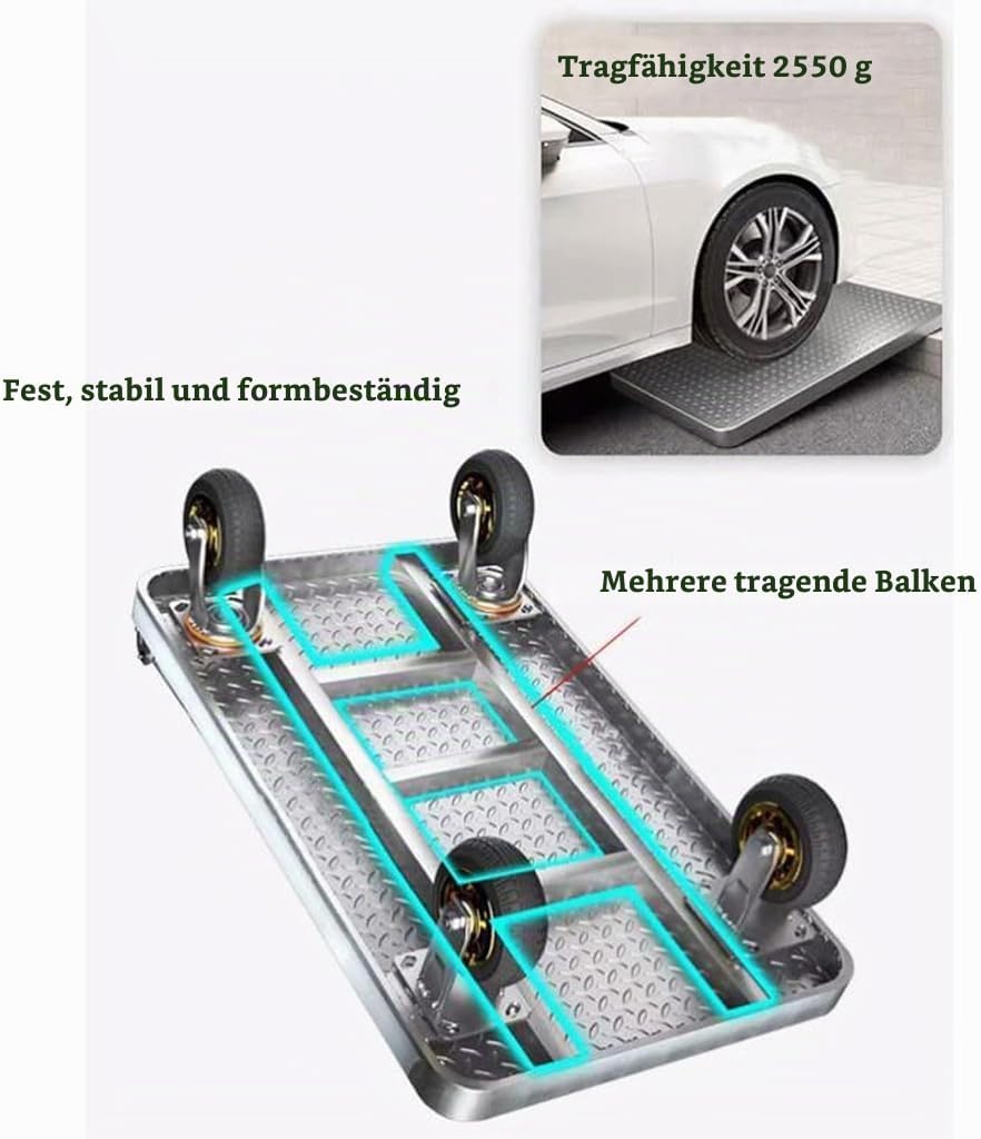 Plattformwagen Klappbar 500kg, Transportwagen, Robuster Wagen Zum Bewegen Schwerer Gegenstände, Roll