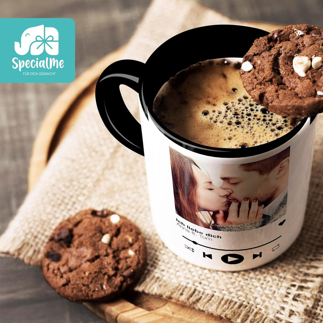 Tasse mit Foto Song Cover Playlist Musik Liebes-Geschenk Freundschaft personalisiert mit Bild und Wu