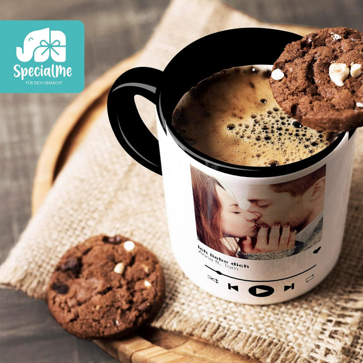Tasse mit Foto Song Cover Playlist Musik Liebes-Geschenk Freundschaft personalisiert mit Bild und Wu