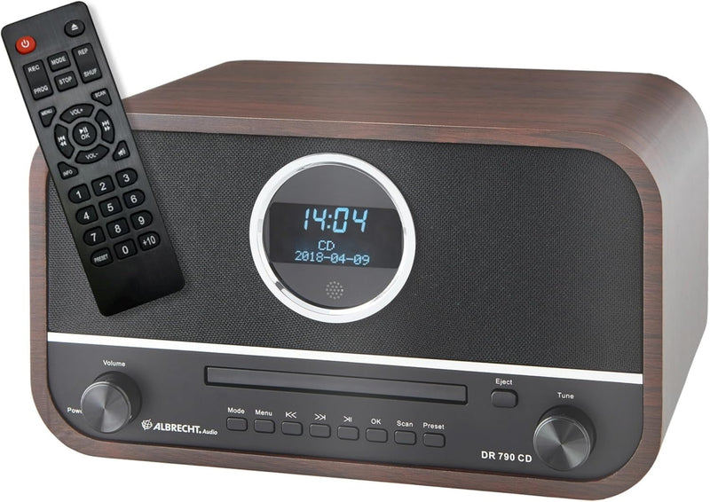 Albrecht DR790CD Digitalradio DAB+, 27790, multifunktional inkl. CD-Player und Bluetooth, Holzgehäus