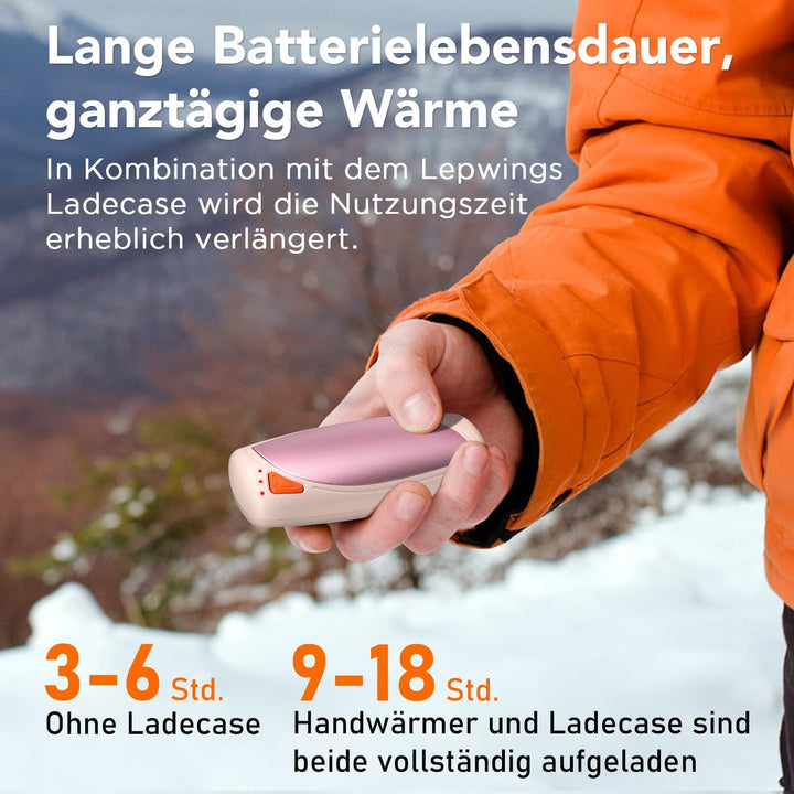 Lepwings Handwärmer Elektrisch 2er-Pack mit Ladecase, 14.000 mAh, Wiederverwendbare Taschenwärmer, B