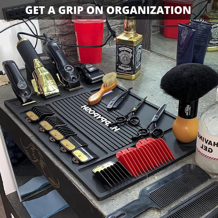 HAPPYPOSH Magnetische Friseurmatte, Friseur-Werkzeug-Organizer-Matte für Station, professionelle Fri