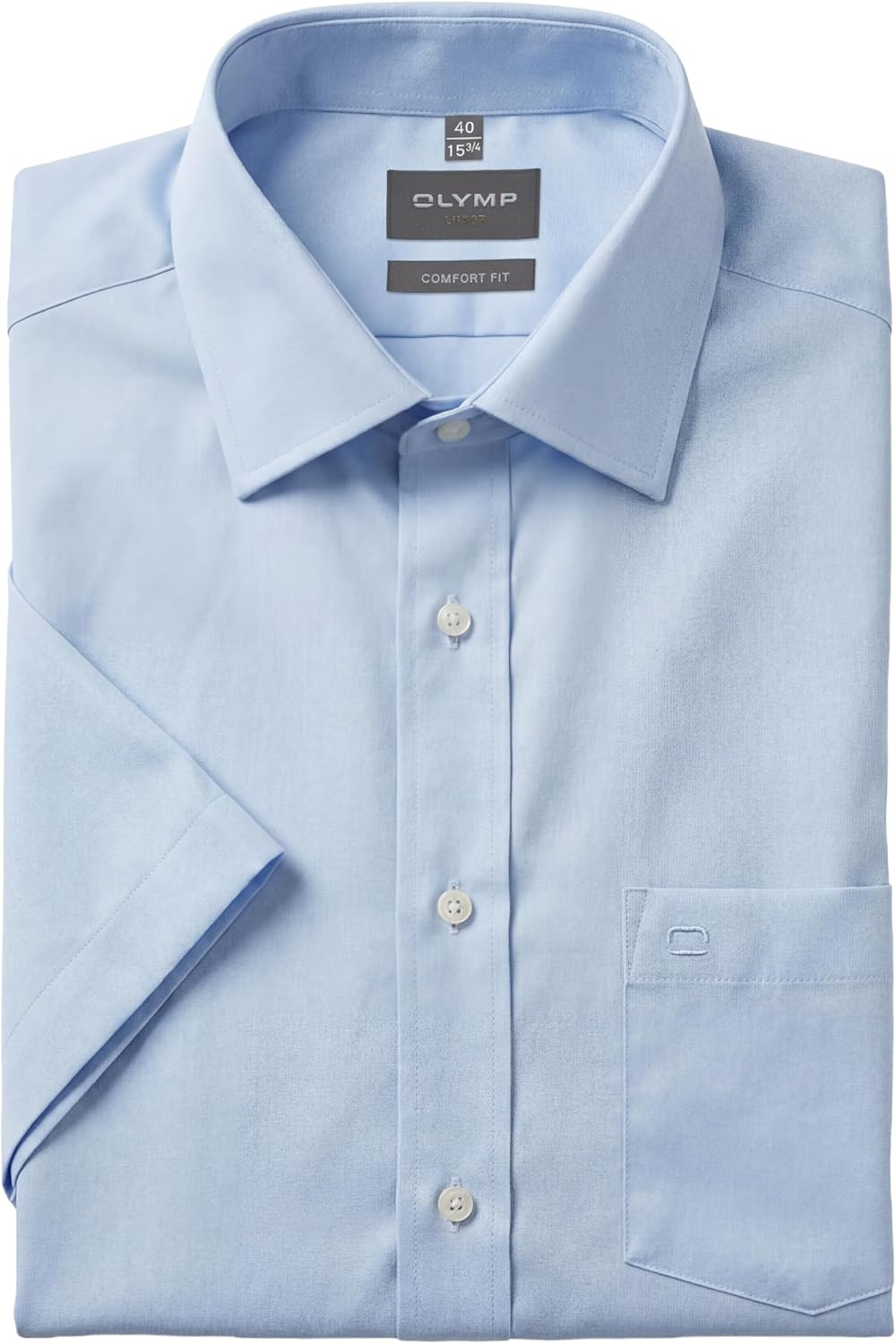 OLYMP Herren Businesshemd Kurzarm Luxor,Männer,Einfarbig,Comfort fit,New Kent,blau 15,47