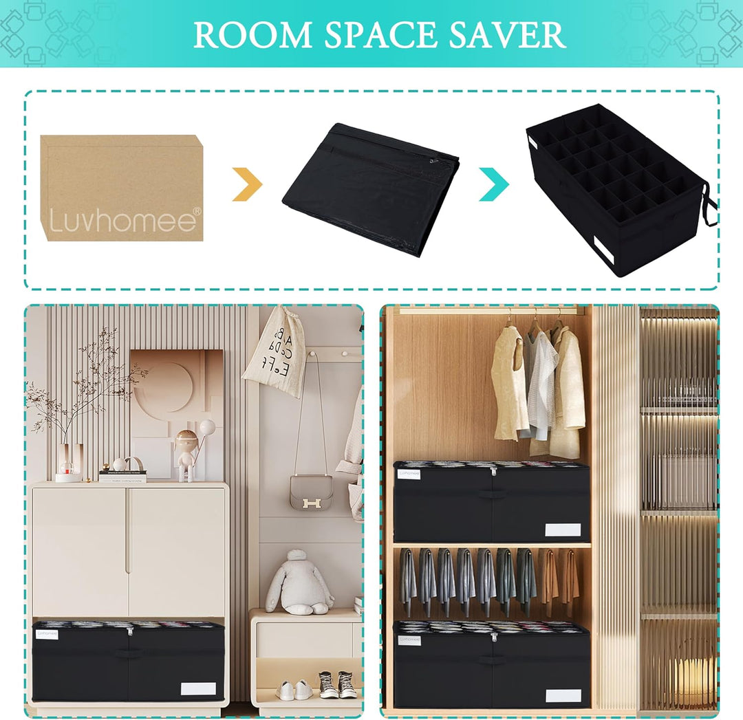 Schuhorganizer für Closet, Passt 24 Paare, grosse Schuhschrank, Schuhbox mit Durchsichtigem Deckel,