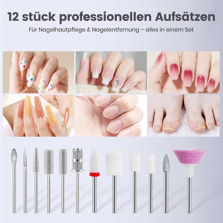 Delanie elektrischer Nagelfräser 40000 U/min für Gelnägel Acrylnägel, Grau, Grau