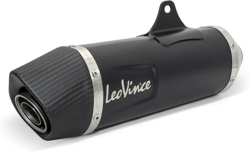 Endschalldämpfer/Auspuffanlage LeoVince SLIP-ON SBK, Edelstahl schwarz, Carbon Kappe, mit Zulassung