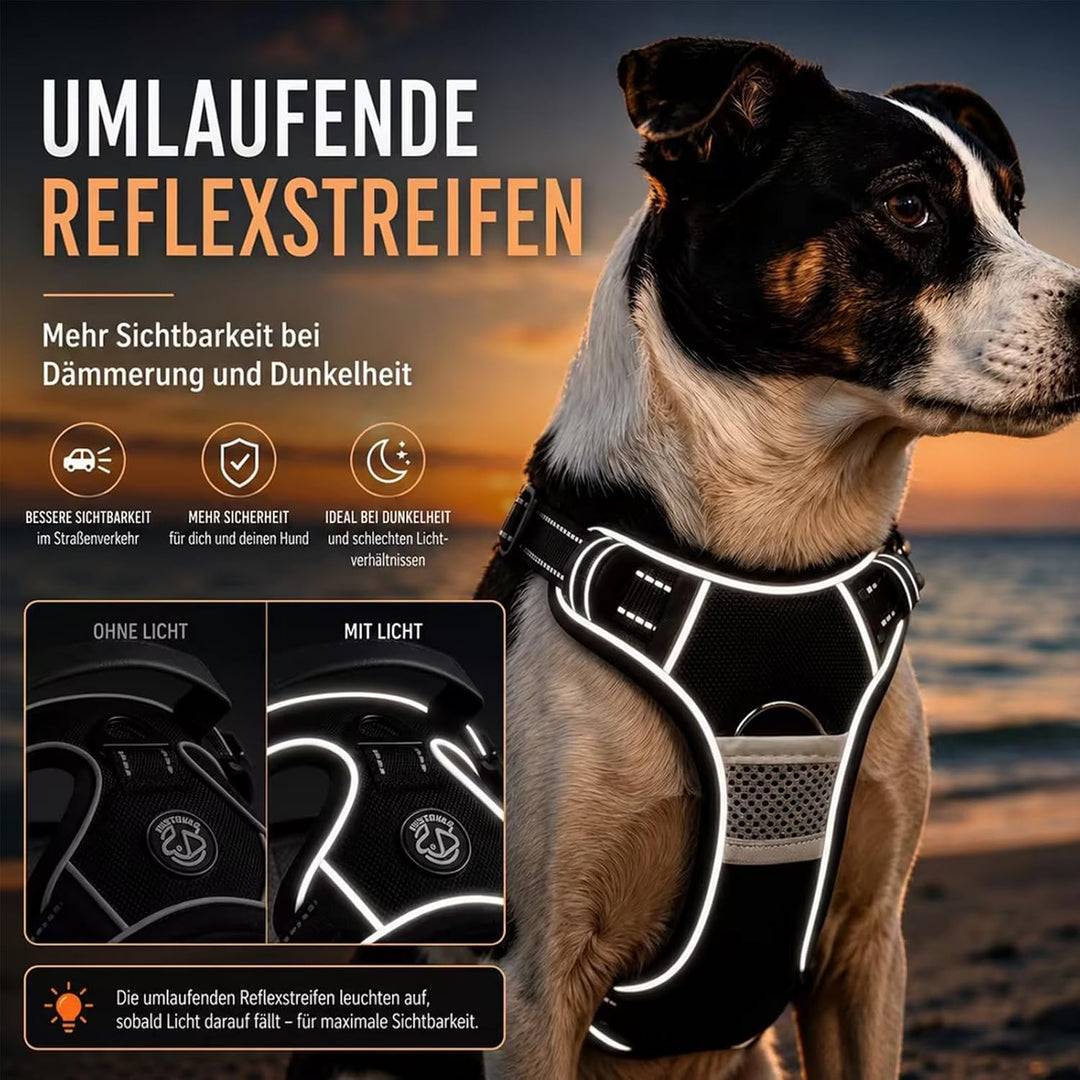 Hundegeschirr Grosse Hunde - Verstellbares Geschirr Hund mit Magnetverschlüssen | Anti-Zug Funktion,