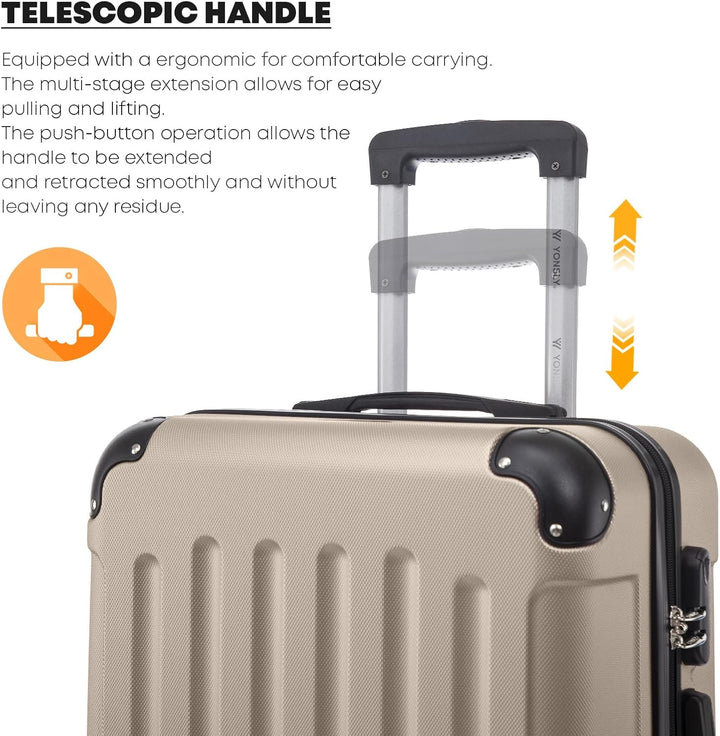 Trolley Koffer Suitcase, Reisekoffer, Rollkoffer Handgepäck, Hartschalenreisekoffer mit 4 Rollen 360