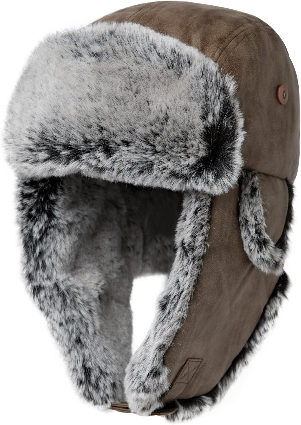 Comhats Winter Trapper-Hut Kunstleder Aviator Pilotenmütze Herren Damen Warm Gefütterte Kunstpelz-Hu