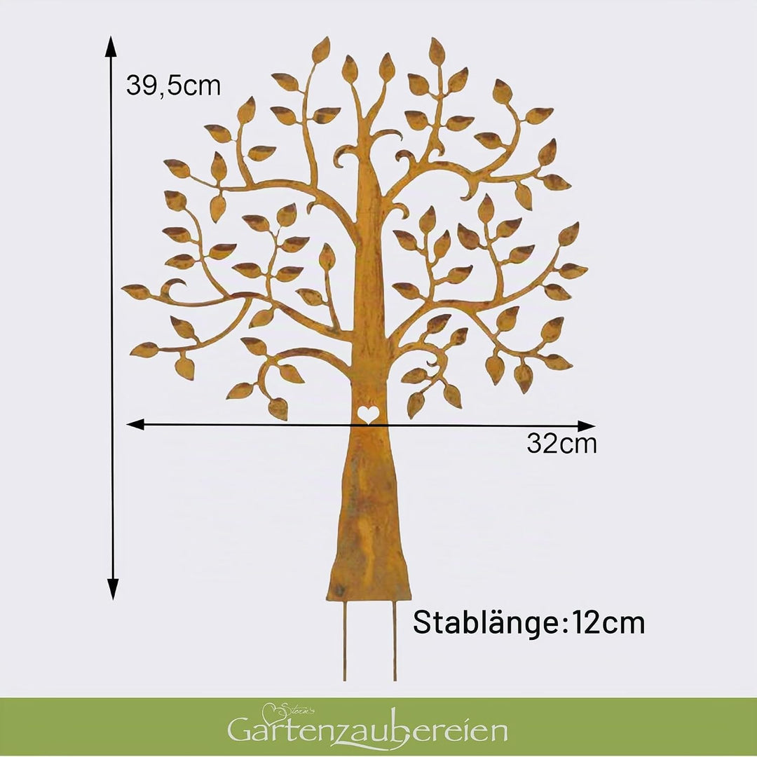 Gartenstecker Lebensbaum Edelrost 39cm als Gartendeko zum Stecken in Rostoptik