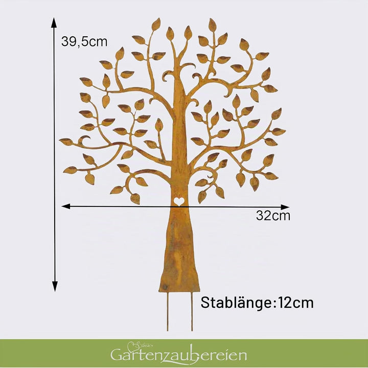 Gartenstecker Lebensbaum Edelrost 39cm als Gartendeko zum Stecken in Rostoptik