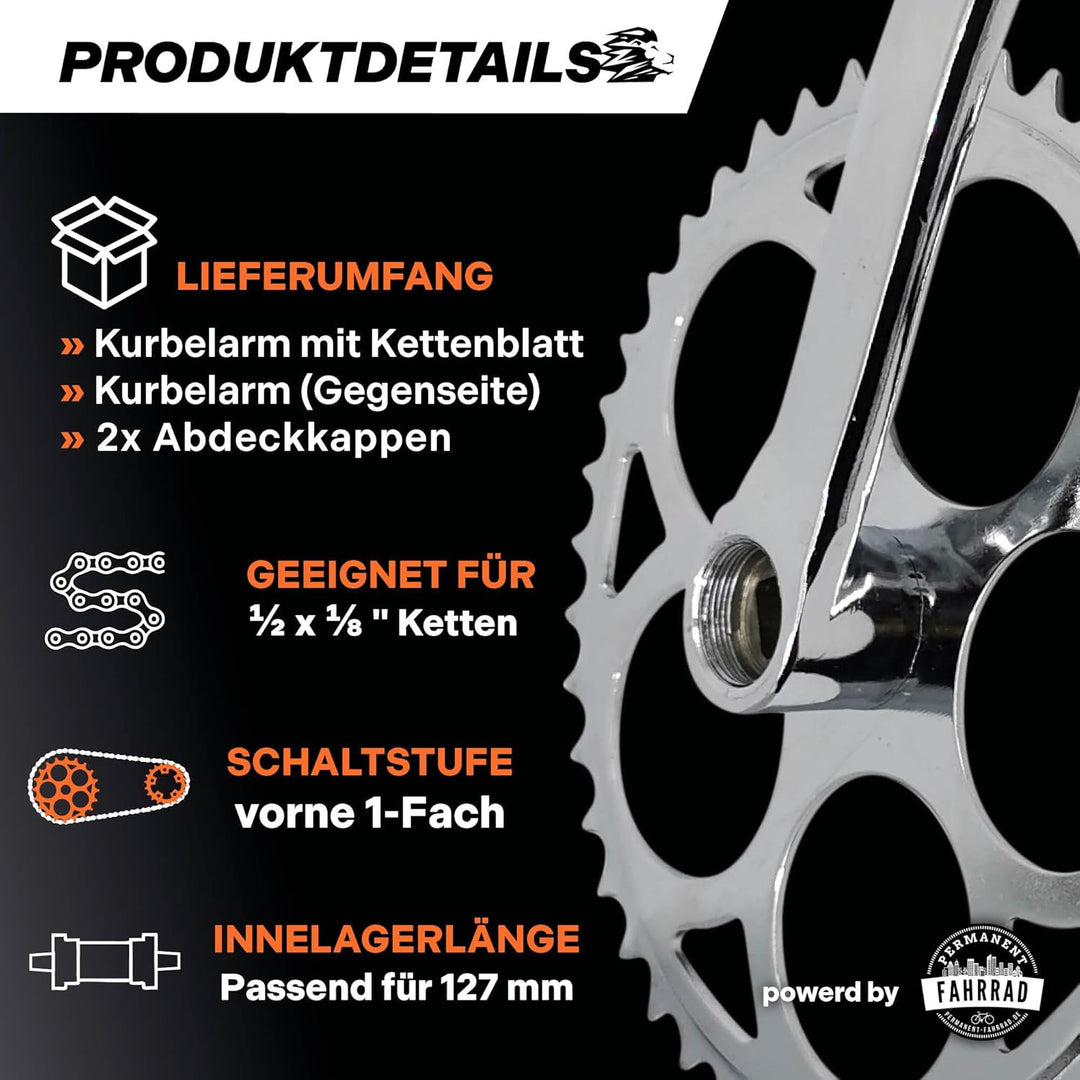 1-fach Fahrrad Kurbel verstärkter Stahl Crank Set Vierkant Kurbelgarnitur 170 mm Kurbelarm für Retro