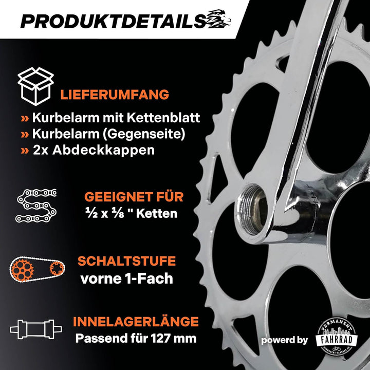 1-fach Fahrrad Kurbel verstärkter Stahl Crank Set Vierkant Kurbelgarnitur 170 mm Kurbelarm für Retro