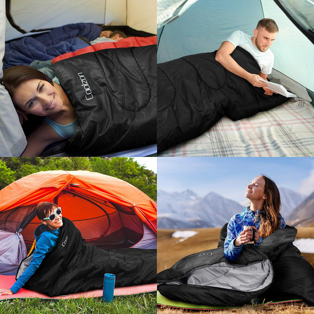 Coolzon Schlafsack für Erwachsene, für 3-4 Jahreszeiten, wasserdicht, Ultraleicht, für Kinder, Campi