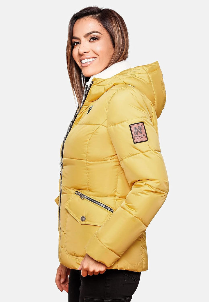 Navahoo Damen warme Winter Steppjacke Megan XS-XXL S Gelb, S Gelb