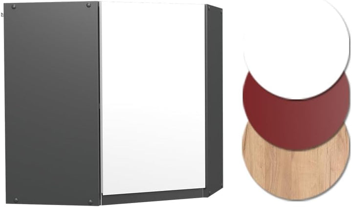 Vicco Eckhängeschrank R-Line, Weiss/Anthrazit, 57 cm J-Shape Weiss Eckhängeschrank 57 cm, Weiss Eckh