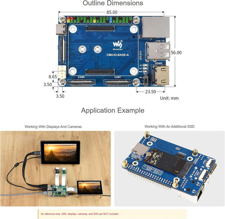 Mini Basisplatine für Raspberry Pi Compute Module 4 Lite/EMMC Series Module, mit Standard CM4 Sockel