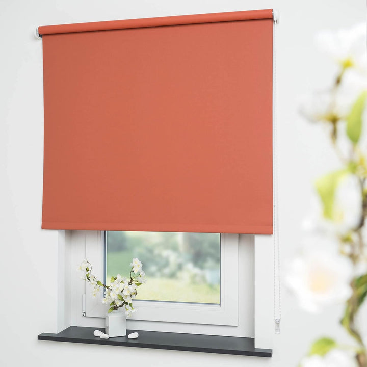Liedeco® Rollo, Fenster Rollo, Kettenzug-Rollo / 122 x 180 cm (Breite x Höhe), Terracotta/Verdunkeln