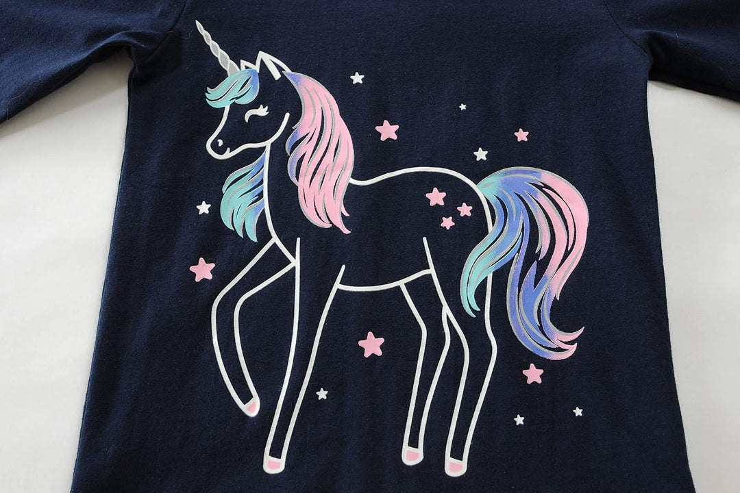 EULLA Kinder Mädchen Schlafanzüge Langarm Baumwolle Winter Pyjama Set Einhorn Prinzessin Dino Hase E