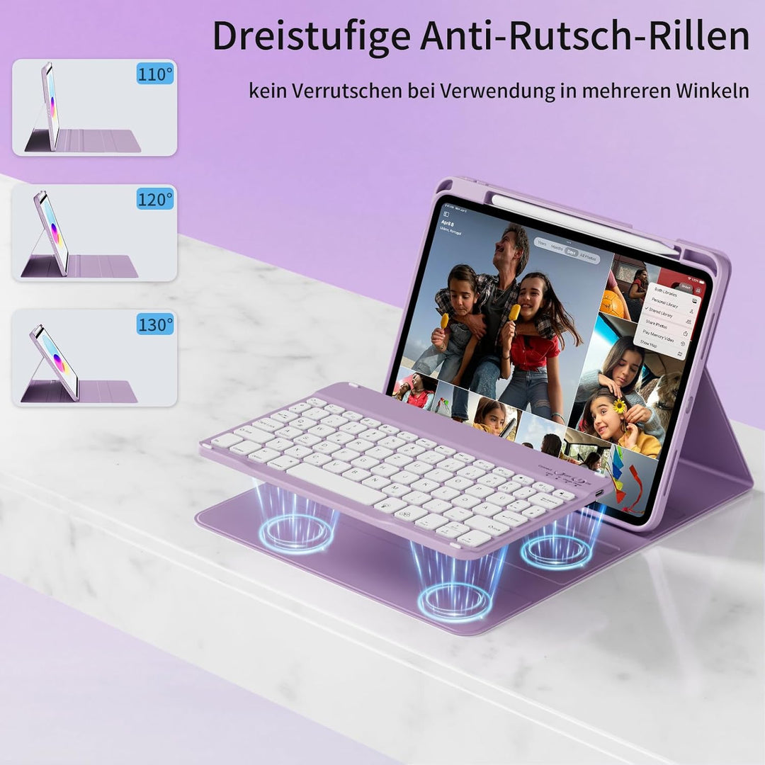Hülle mit Tastatur für iPad A16 11. / 10. Generation (11 Zoll 2025/10,9 Zoll 2022) mit Stifthalter,