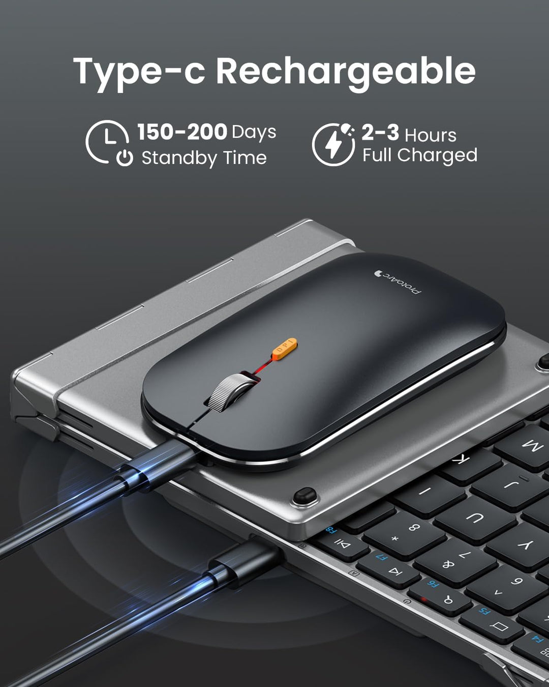 ProtoArc XKM01 Faltbare Tastatur und Maus | Full-Size Bluetooth Tastatur Klappbar mit Ziffernblock |