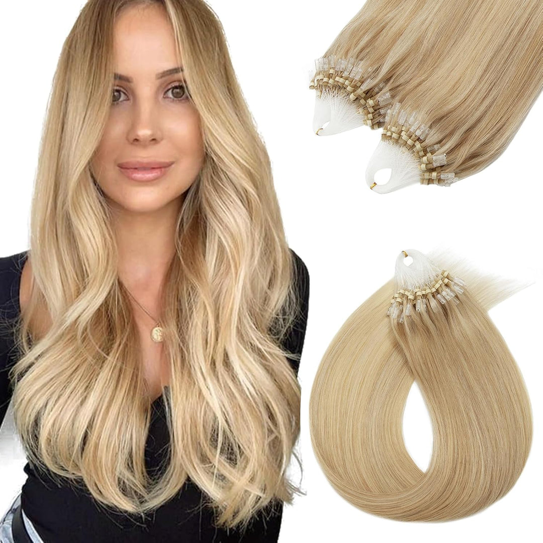 Haarteile Echthaar Microring Extensions Echthaar 0,5g Weich Natürlich Haarverlängerung 7A Remy Haare