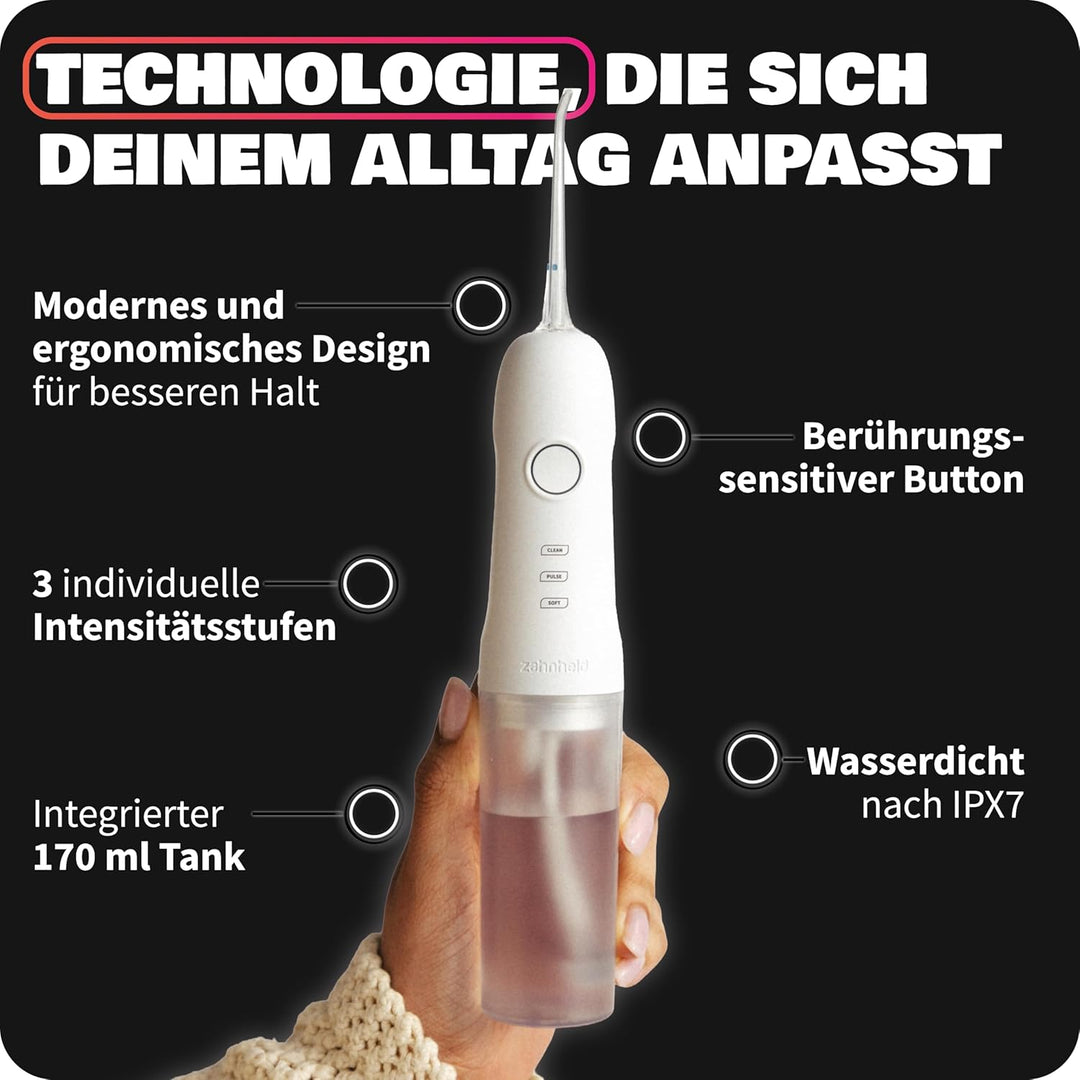 Zahnheld® Super-Set, elektrische Schallzahnbürste GERO + Munddusche AQUADENT | inkl. Bürstenkopf & R