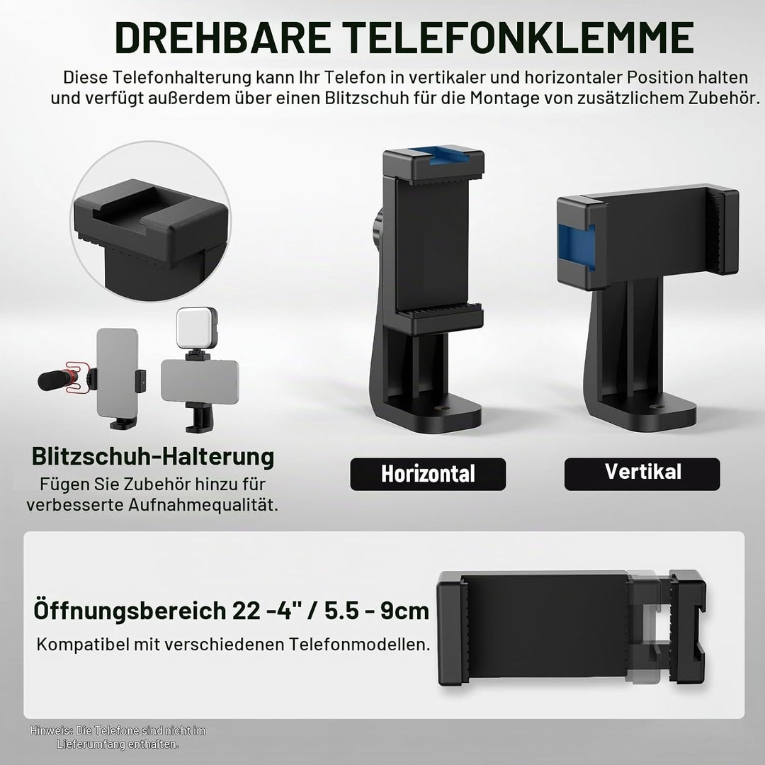 NEEWER Kamera Slider Dolly mit Kugelkopf und Telefonklemme, 4 rädriger Tisch Dolly mit 360° Panorama