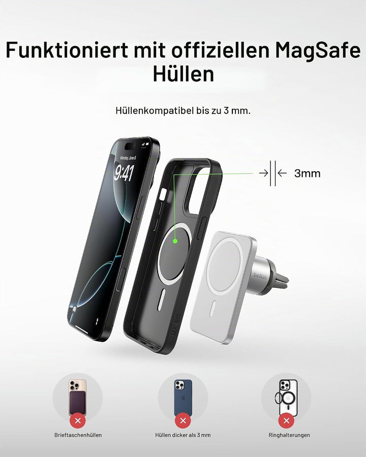 Belkin PRO Kfz-Halterung mit MagSafe für iPhone 13 Serie (magnetische Autokupplung für alle iPhone 1